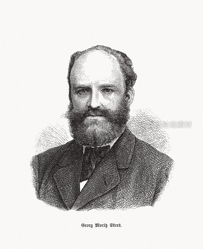 格奥尔格・埃伯斯(Georg Ebers, 1837-1898)，德国埃及古物学家，木刻，1893年出版